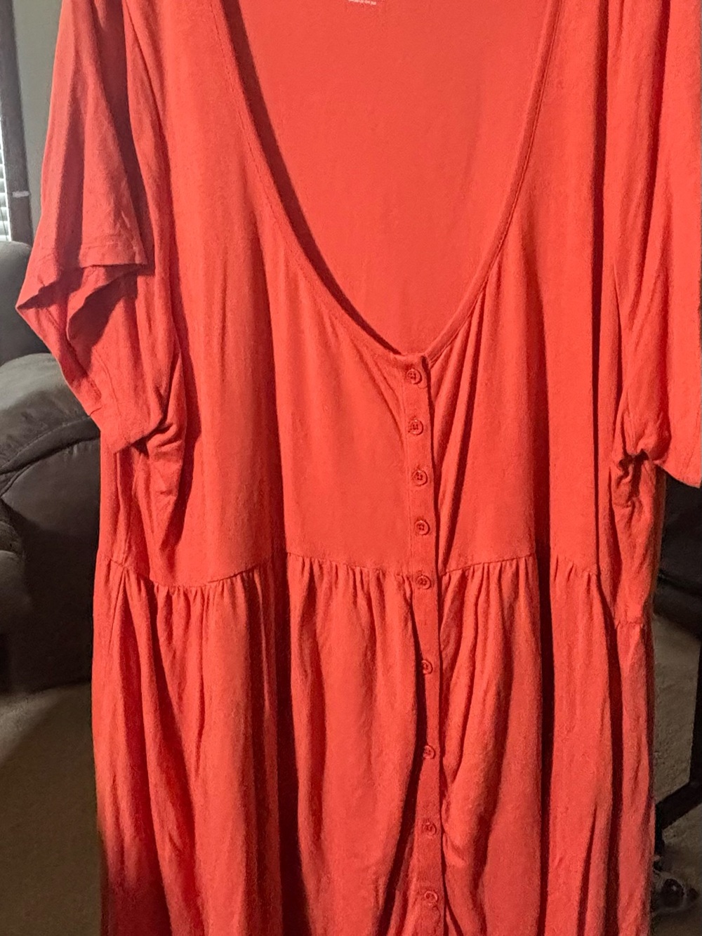 torrid Coral Button-Front Scoop Neck Tunic